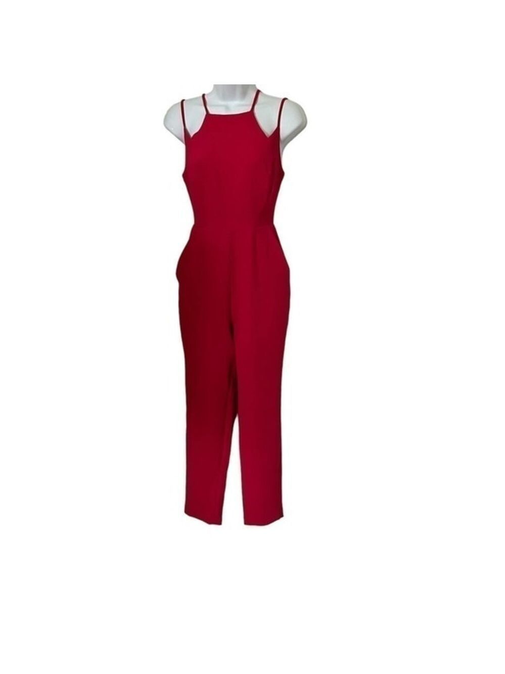 BCBGeneration Double Strap Solid Hot Pink Jumpsuit Adj  Cami Straps  Tall  2 